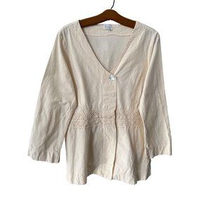 Fiaga Ajijic Tunic Linen Top Women M Lace Boho Hippie Minimalist Lagenlook